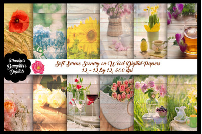 Serene Scenery on Wood Shabby Chic Papers