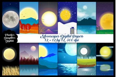 Moonscapes Scenery Digital Papers