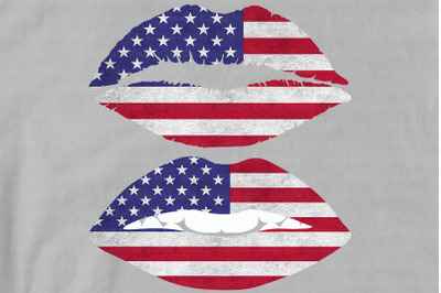 4th of July Kiss PNG&2C; Patriotic Lips Png&2C; Stars and Stripes Lips Png.