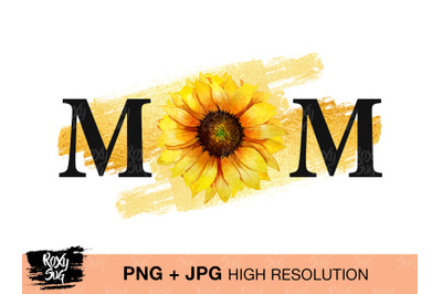 Watercolor mom design, Sunflower sublimation design