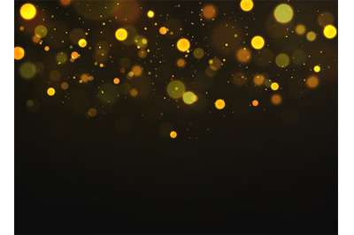 Golden bokeh. Sparkling magical dust particles defocused shimmering so