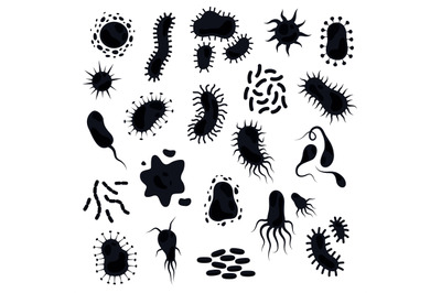 Bacteria silhouettes. Symbols for immune diseases of cell and infectio