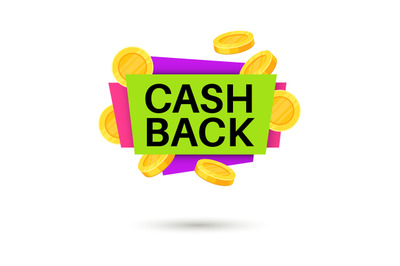 Cash back banner. Cashback money sign&2C; isolated vector icon for retail