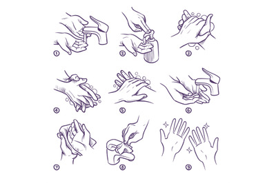 Hand washing instruction. Personal hygiene wash your hands properly st