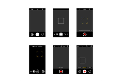 Smartphone camera screen interface. Modern social media mobile applica