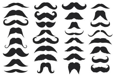 Black moustaches. Mustache silhouettes&2C; hipster and gentleman style el