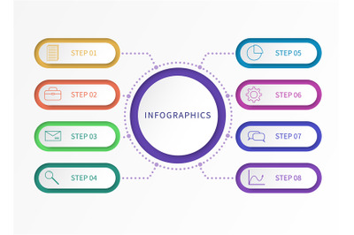 Process chart. Business data with options paper steps label and flowch