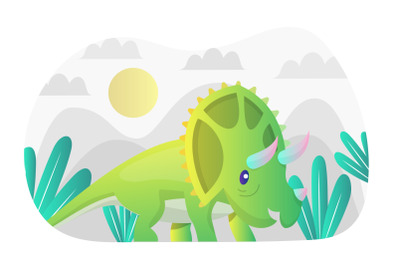 Triceratops Flat Illustration