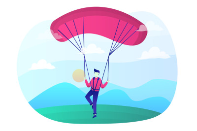 Paragliding Flat Illustration