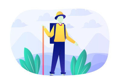 Hiking Flat Illustration