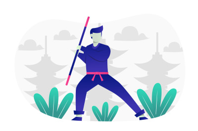 Ninja Concept Flat Illustration