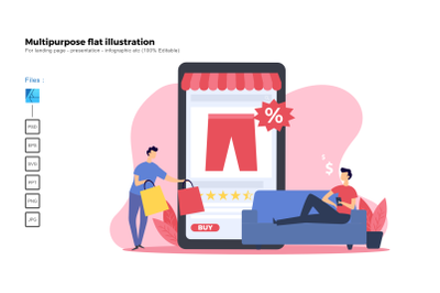 Flat illustration online shopping