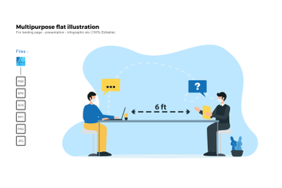 Flat illustration social distancing