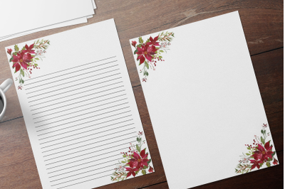 Christmas Watercolor Floral Stationery