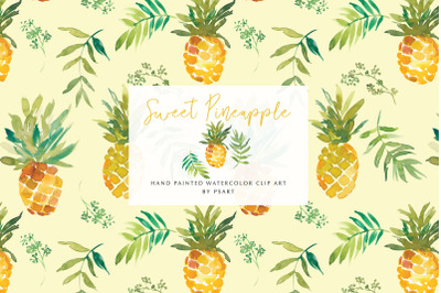 Watercolor Pineapple Clipart Collection