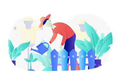 Gardening Concept Flat Illustration
