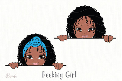 Peeking African American Little Girl