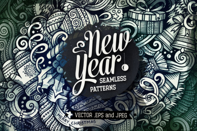 New Year Graphic Seamless Patterns
