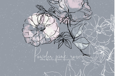 Hand-Drawn Rose Clipart - Hand Painted Abstract Rose Clip Art - Separa