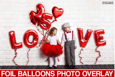45 Foil Number Balloons Alphabet Photoshop Overlays Red