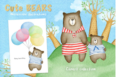 Cute BEARS Watercolor Set $1 only