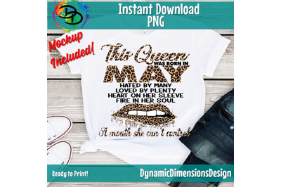 May girl, May birthday bday, This Queen Was born, Women born in May, tshirt design, leopard, png, vector, printable sublimation, Commercial