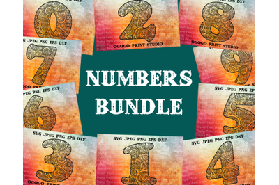 Numbers Svg Bundle, Floral font, Mandala svg, Zentangle SVG, Paper cut