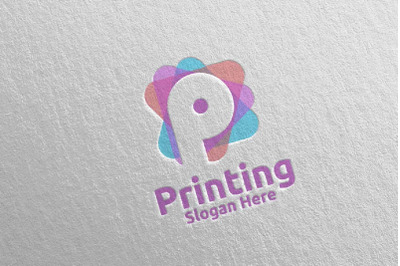 Letter P Printing Company Logo Design 10