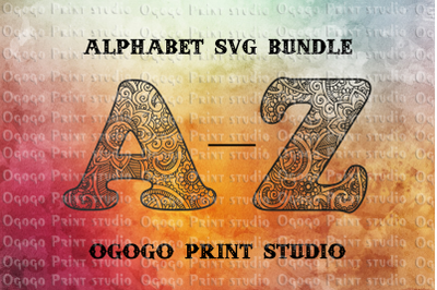 Alphabet Bundle SVG, Floral font, Letter Mandala svg