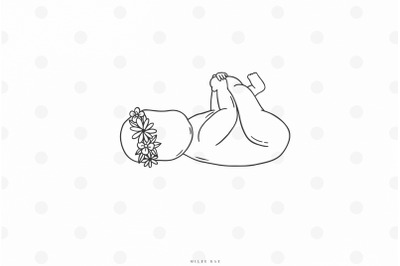 Cute baby with flowers svg cut file
