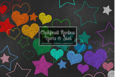 Chalkboard Rainbow Hearts and Stars