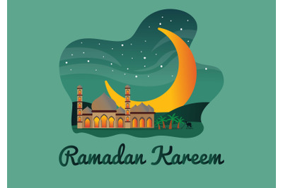 Ramadan Kareem Flat Illustration Art