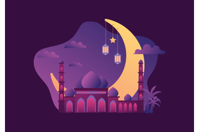 Eid Mubarak Flat Illustration