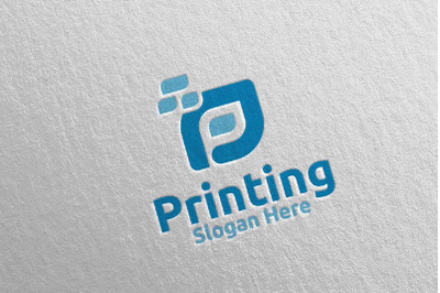 Letter P Printing Company Logo Design 12