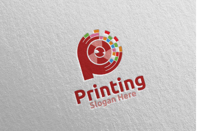 Letter P Printing Company Logo Design 19