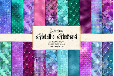 Metallic Mermaid Digital Paper