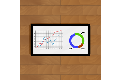 Infochart color on wooden table