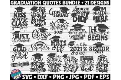 Graduation Quotes SVG Bundle | 21 designs