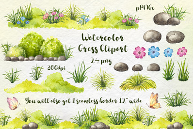 Watercolor Meadow / grass clipart