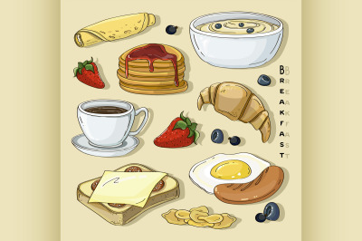 Classic delicous breakfast collection set