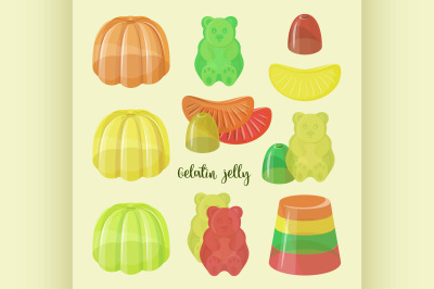 Set of beautiful realistic jelly assortement.