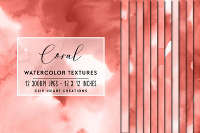 Coral Watercolor Digital Papers