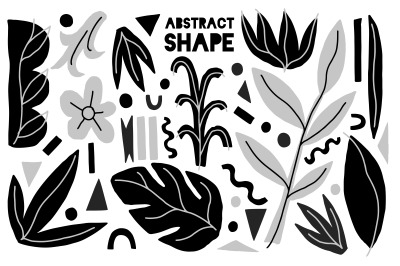 Plant hand drawn shape set