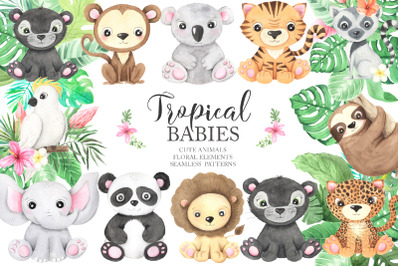 Watercolor Tropical Animals Clipart