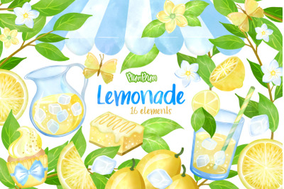 Lemonade Watercolor Cliparts