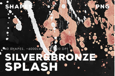 PNG Bronze&amp;Silver Paint Splashes