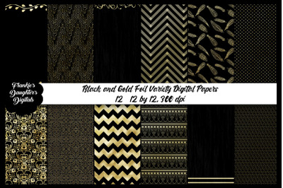 Black and Gold Variety Digital Paper Pack