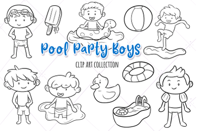 Pool Party Boys Digital Stamps