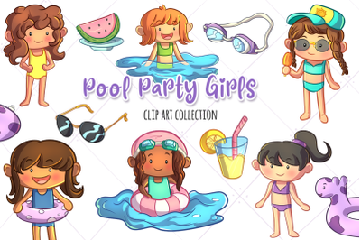 Pool Party Girls Clip Art Collection