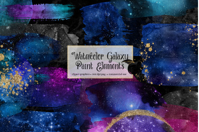 Watercolor Galaxy Paint Elements